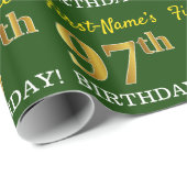 Green, Imitation Gold look "97th BIRTHDAY" Cadeaupapier (Rol Hoek)