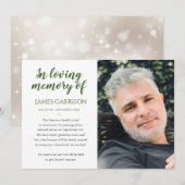 Green in Loving Memory Foto Death Announance Kaart (Voorkant / Achterkant)