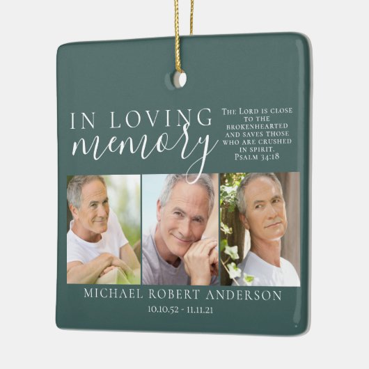 Green in Loving Memory Photo Memorial Tribution Keramisch Ornament (Links)