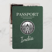 Green India Passport Bewaar de datum Save The Date (Voorkant / Achterkant)