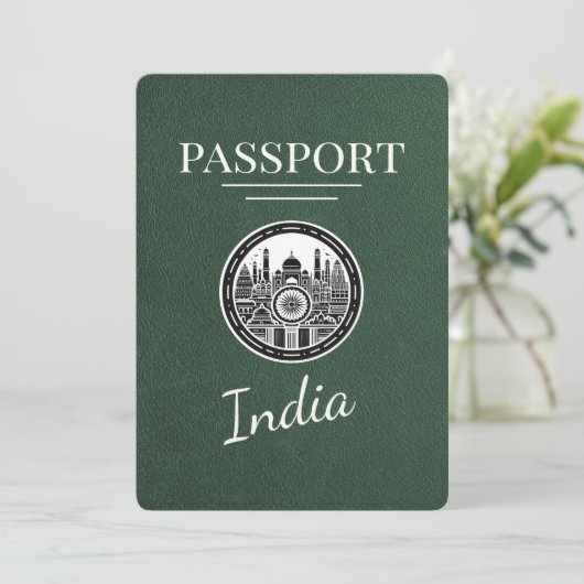 Green India Passport Bewaar de datum Save The Date (Staand voorkant)