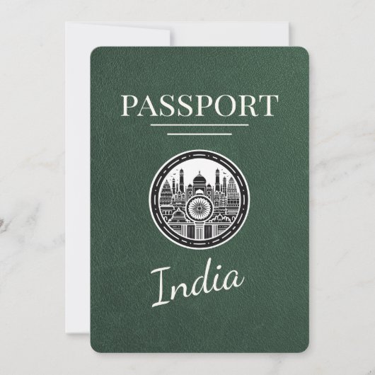 Green India Passport Bewaar de datum Save The Date (Voorkant)
