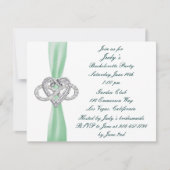 Green Infinity Heart Bachelorette Party Invitation Kaart (Voorkant)