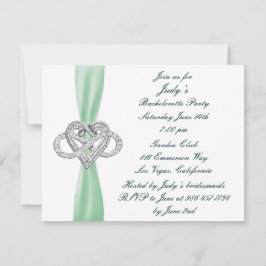 Green Infinity Heart Bachelorette Party Invitation Kaart