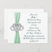 Green Infinity Heart Bachelorette Party Invitation Kaart (Voorkant / Achterkant)