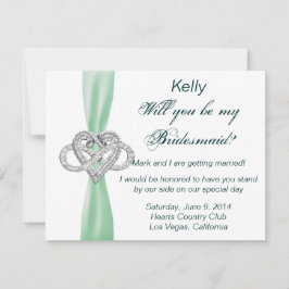 Green Infinity Heart Bridesmaid Kaart