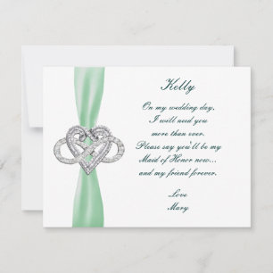 Green Infinity Heart Maid of Honor Kaart