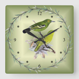 Green Iora ~ J. Keulemans Dutch Bird Illustrator ~ Vierkante Klok