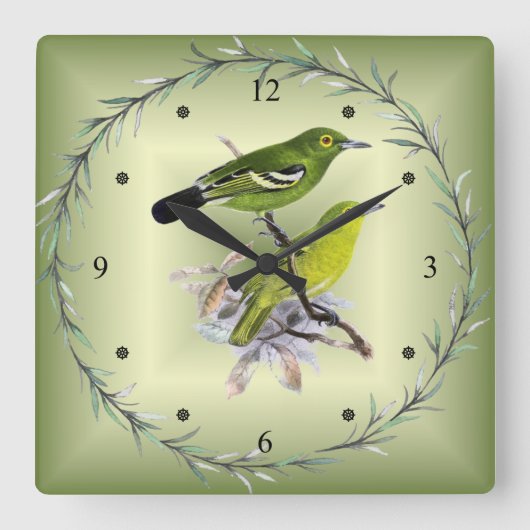 Green Iora ~ J. Keulemans Dutch Bird Illustrator ~ Vierkante Klok (Voorkant)