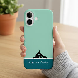 Green iPhone Case with Cute Kitten Design