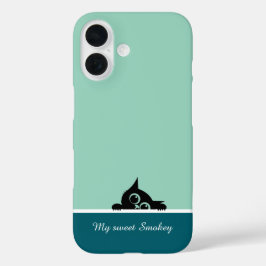 Green iPhone Case with Cute Kitten Design