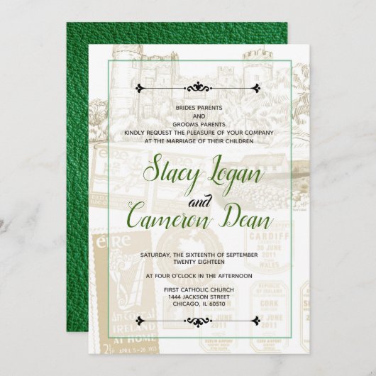 Green Ireland Passport Invitation Kaart (Voorkant / Achterkant)