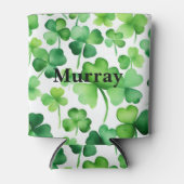 Green Ireland Shamrock Ierse achternaam Custom Blikjeskoeler (Voorkant)