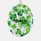 Green Ireland Shamrock Ierse achternaam Custom Keramisch Ornament (Rechts)