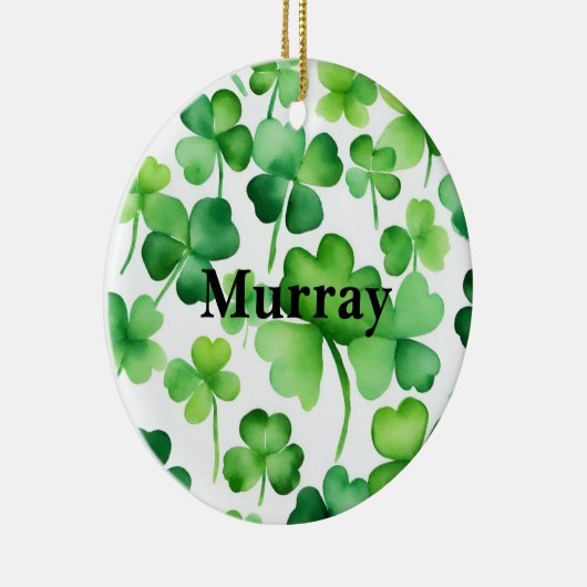 Green Ireland Shamrock Ierse achternaam Custom Keramisch Ornament (Rechts)
