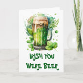 Green Irish Beer Clover Funny St Patricks Day Kaar Aankondiging (Voorkant)