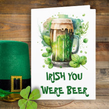 Green Irish Beer Clover Funny St Patricks Day Kaar