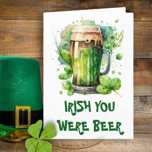 Green Irish Beer Clover Funny St Patricks Day Kaar Aankondiging
