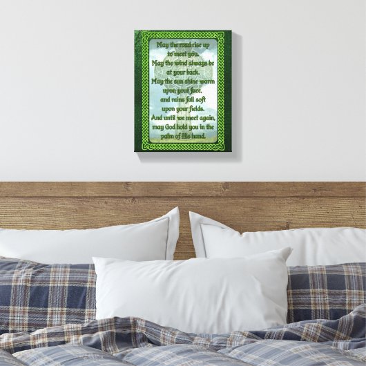 Green Irish Blessing Canvas Afdruk (Insitu (Slaapkamer))