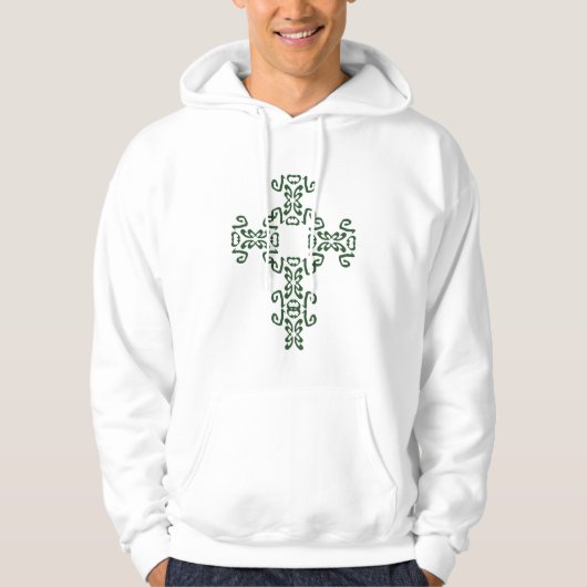 Green Irish Celtic Cross Hoodie Sweatshirt (Voorkant)