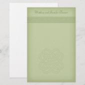 Green Irish Celtic Knot Gepersonaliseerd Briefpapi Briefpapier (Voorkant / Achterkant)