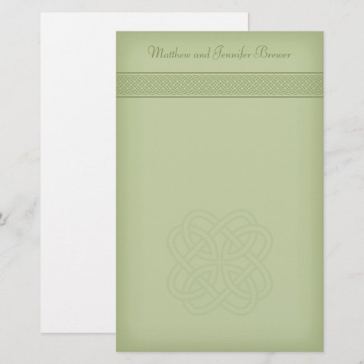 Green Irish Celtic Knot Gepersonaliseerd Briefpapi Briefpapier (Voorkant / Achterkant)