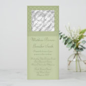 Green Irish Celtic Knot Photo Wedding Invitation Kaart (Staand voorkant)
