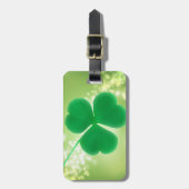Green Irish Clover Elegant Bokeh Sparkles Custom Bagagelabel (Voorkant verticaal)