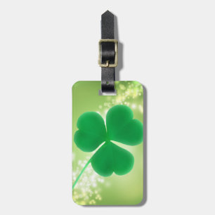 Green Irish Clover Elegant Bokeh Sparkles Custom Bagagelabel