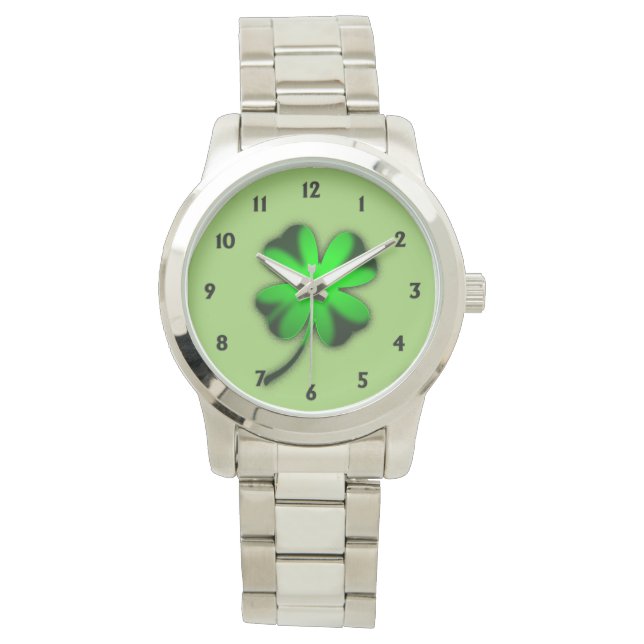 Green Irish Clover Horloge (Voorkant)