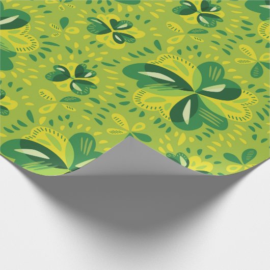 Green Irish Clover Pattern Cadeaupapier (Hoek)