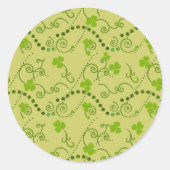 Green Irish Clover Pattern Ronde Sticker (Voorkant)