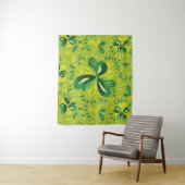 Green Irish Clover Pattern Wandkleed (In situ)
