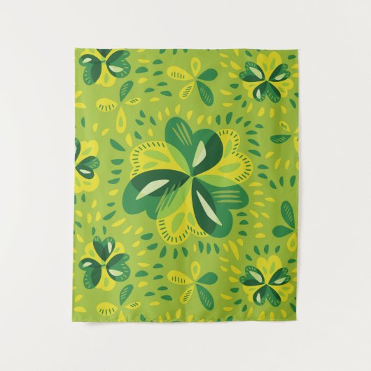 Green Irish Clover Pattern Wandkleed (Voorkant)