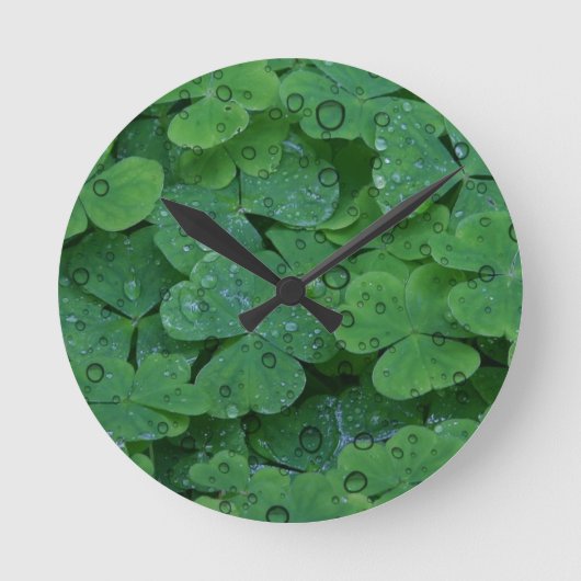 Green Irish Clover Ronde Klok (Voorkant)