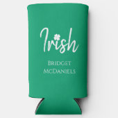 Green Irish Four Leaf Clover St Patricks Day Seltzer Blikjeskoeler (Voorkant)