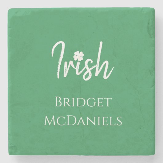 Green Irish Four Leaf Clover St Patricks Day Stenen Onderzetter (Voorkant)