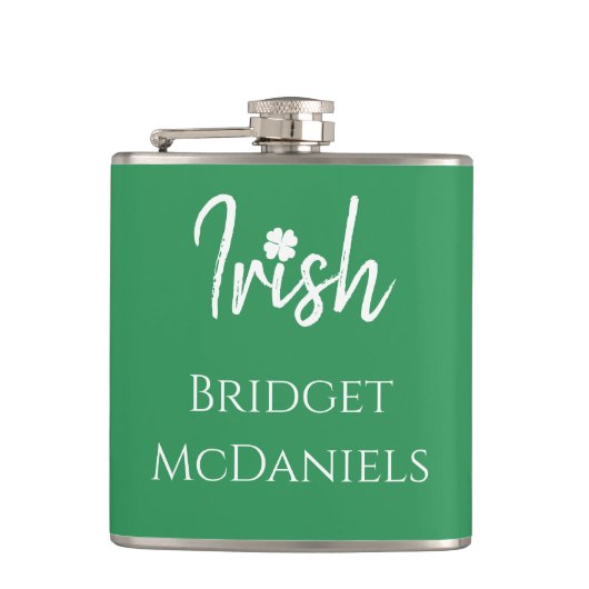 Green Irish Four Leaf Clover St Patricks Day tle Heupfles (Voorkant)