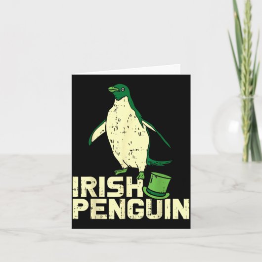 Green Irish Penguin Cute St Patricks Day Animal Lo Kaart (Voorkant)