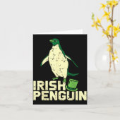 Green Irish Penguin Cute St Patricks Day Animal Lo Kaart (Gele Bloem)
