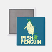 Green Irish Penguin Cute St Patricks Day Animal Lo Magneet (Voorkant / Achterkant)