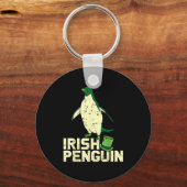 Green Irish Penguin Cute St Patricks Day Animal Lo Sleutelhanger (Voorkant)