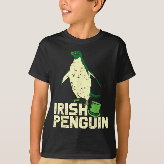 Green Irish Penguin Cute St Patricks Day Animal Lo T-shirt (Voorkant)