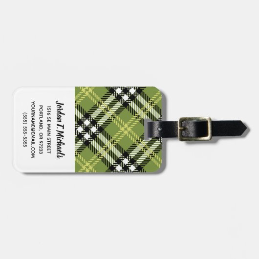 Green Irish Pset Pattern Bagagelabel (Voorkant horizontaal)