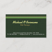 Green Irish Pub Manager Bar Tender Visitekaartjes (Achterkant)