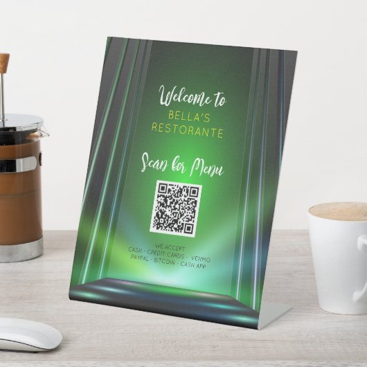 Green Irish Pub Menu Restaurant QR Code Tafelteken Reclamebord Met Voetstuk (Insitu)