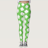 Green Irish Shamrock Happy St Patrick B Leggings (Voorkant)