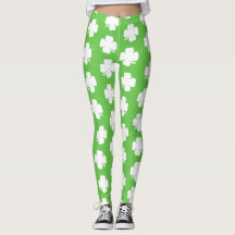 Green Irish Shamrock Happy St Patrick B Leggings
