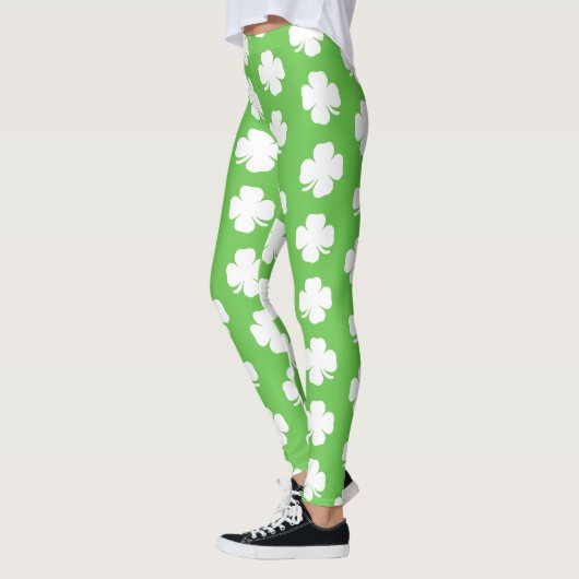 Green Irish Shamrock Happy St Patrick B Leggings (Links)