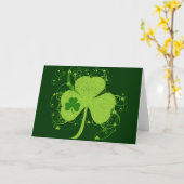 Green Irish Shamrock Kaart (Gele Bloem)